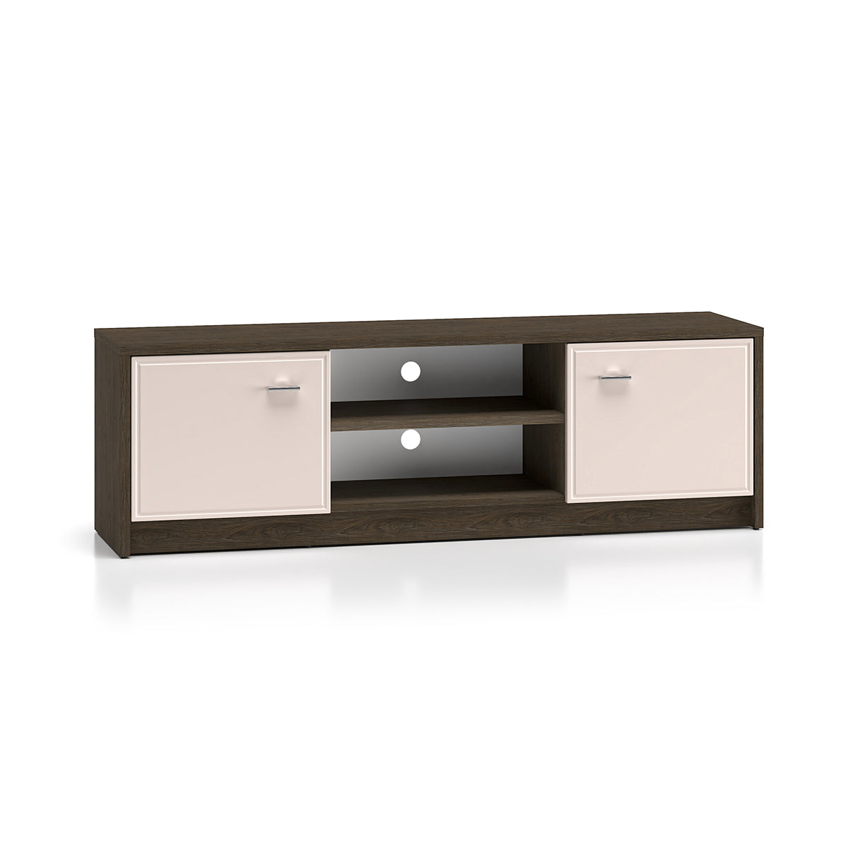 Meuble TV 2 portes 160 cm Kaius Cachemire et Bois foncé