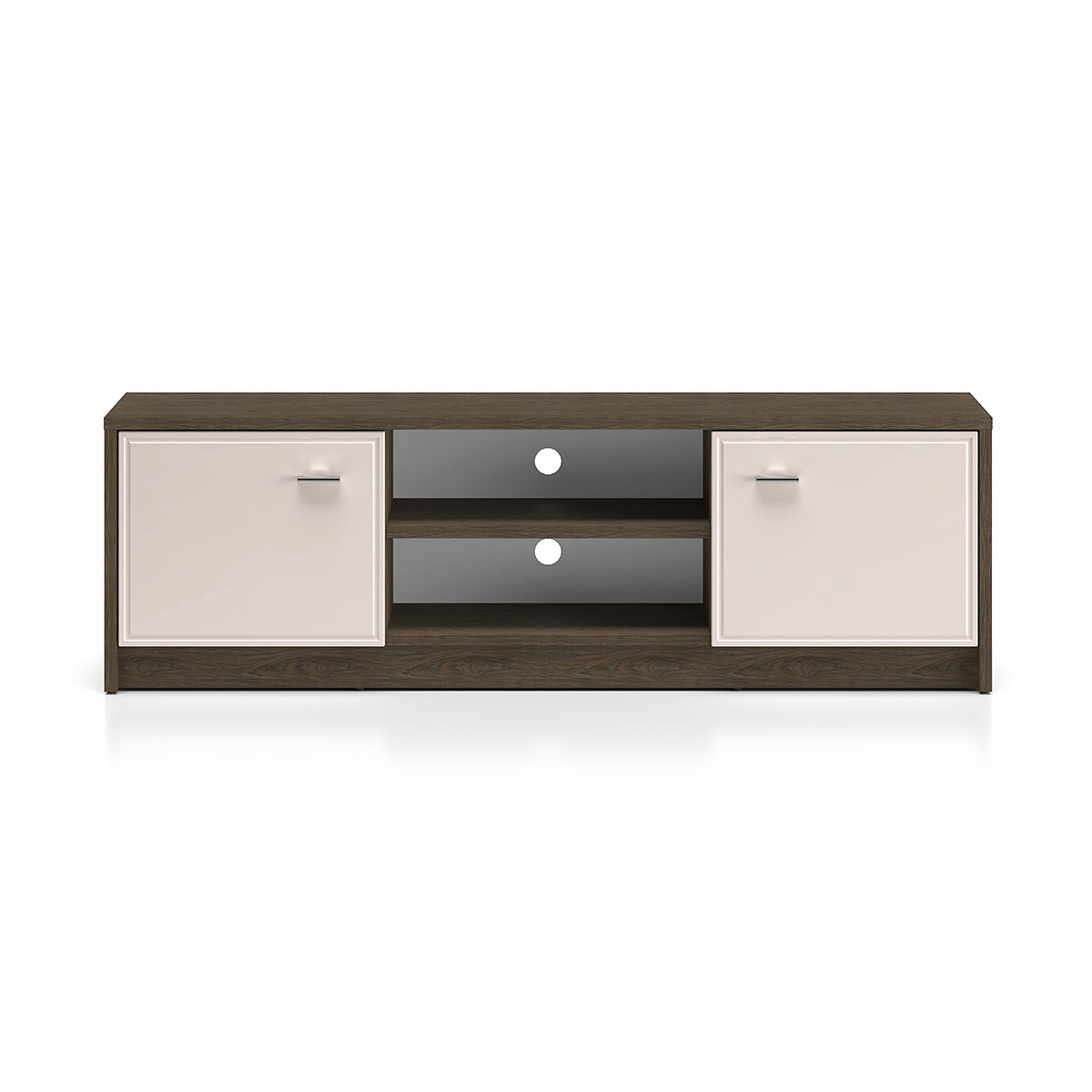 Meuble TV 2 portes 160 cm Kaius Cachemire et Bois foncé - vue 2