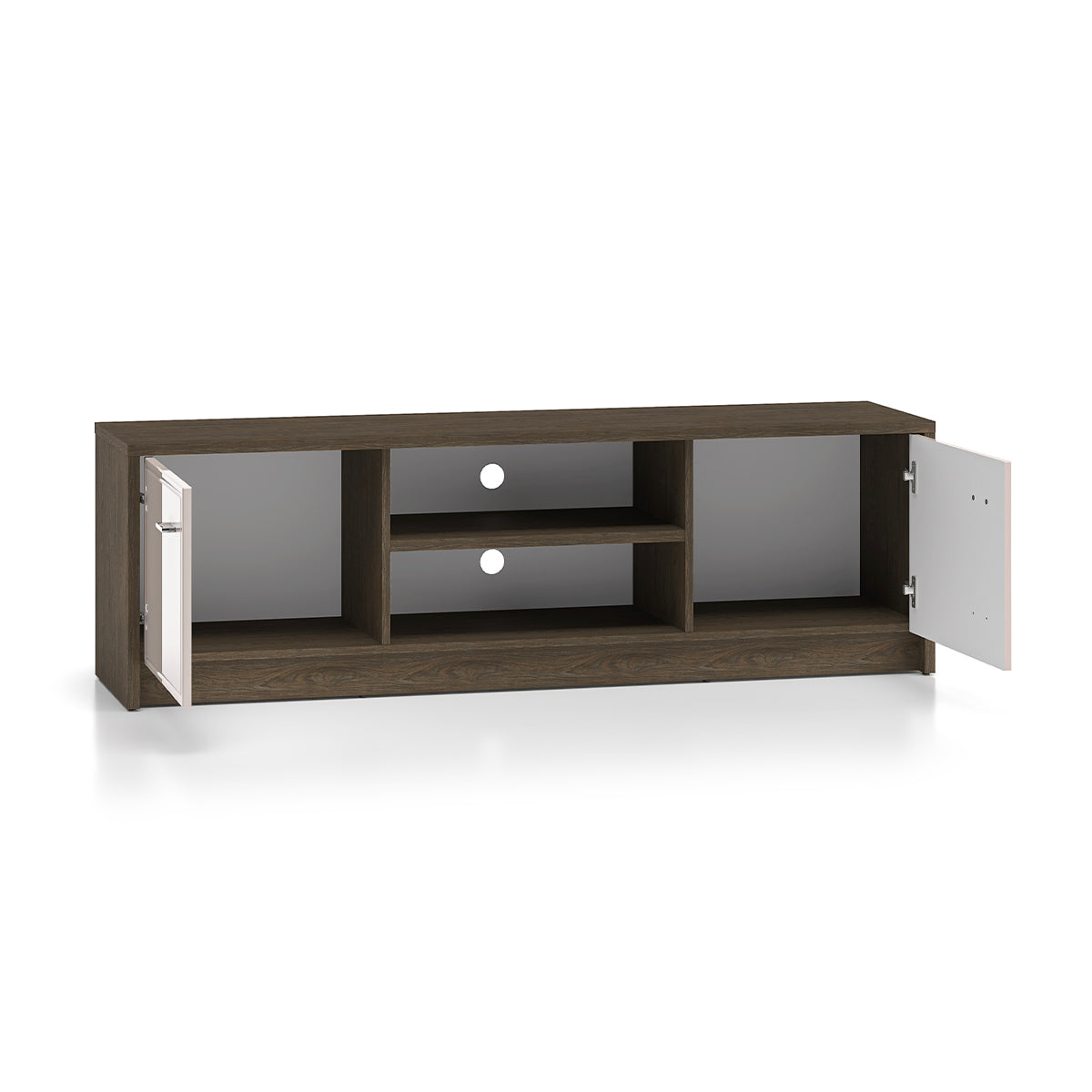 Meuble TV 2 portes 160 cm Kaius Cachemire et Bois foncé - vue 3