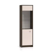 Vitrine 1 porte Kaius Cachemire et Bois foncé