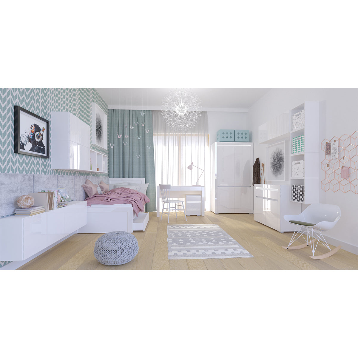 Armoire 2 portes LED inclus Kasla Blanc - vue 2