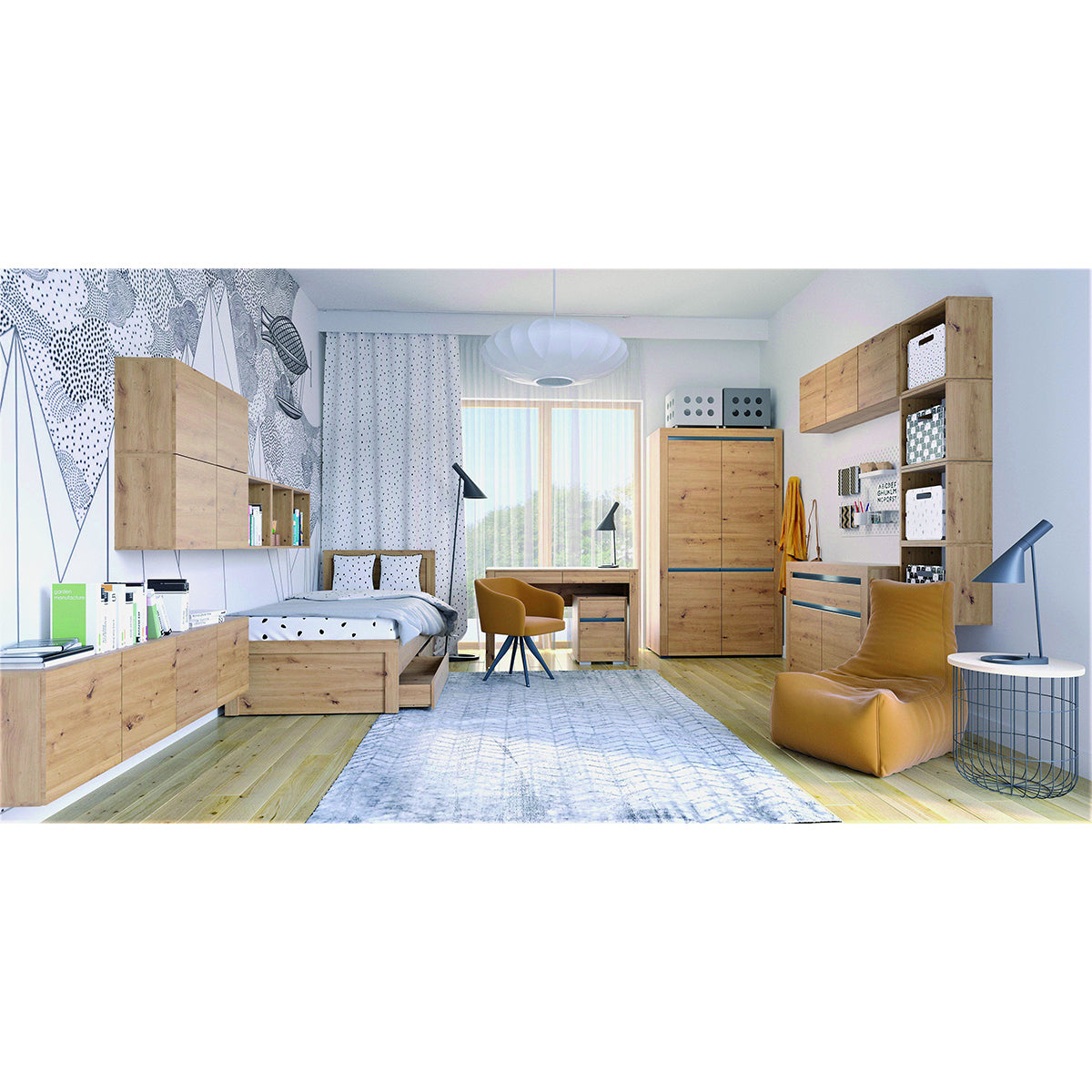 Armoire 2 portes LED inclus Kasla Bois et Anthracite - vue 4