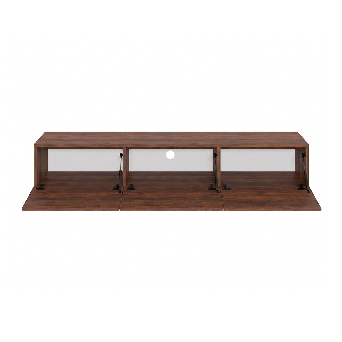Meuble TV mural 3 portes 160 cm Idao Bois foncé - vue 3