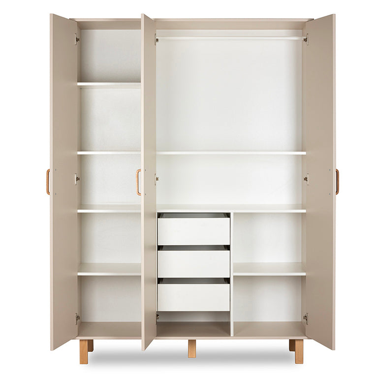 Chambre complète lit évolutif 60x120 commode à langer et armoire 3 portes Littlesky by Klups Laura Champagne et Bois - vue 5