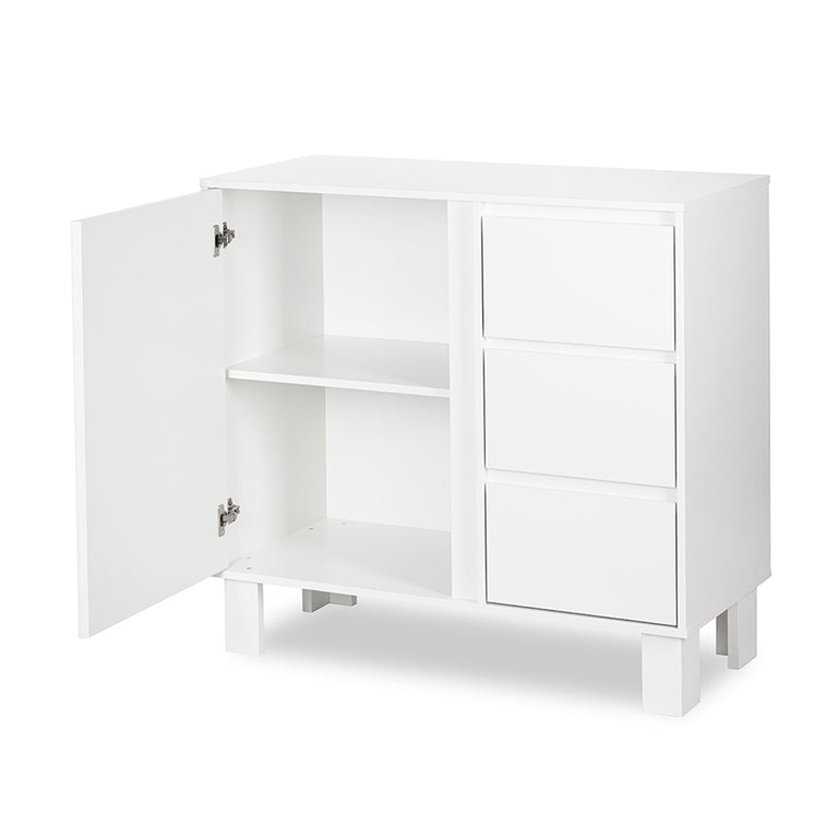 Commode 3 tiroirs 1 porte Littlesky by Klups Olivia Blanc - vue 2
