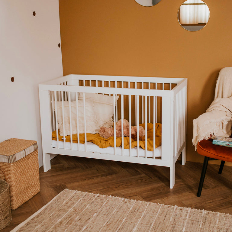 Lit bébé 60x120 et commode 3 tiroirs Littlesky by Klups Olivia Blanc - vue 4