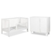 Lit évolutif 70x140 et commode 3 tiroirs Littlesky by Klups Olivia Blanc
