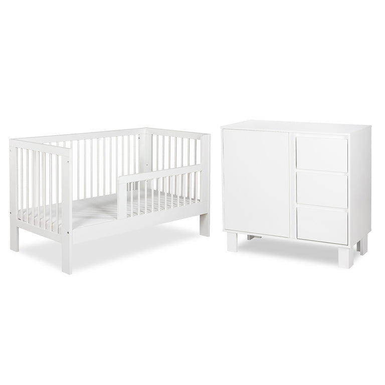 Lit évolutif 70x140 et commode 3 tiroirs Littlesky by Klups Olivia Blanc
