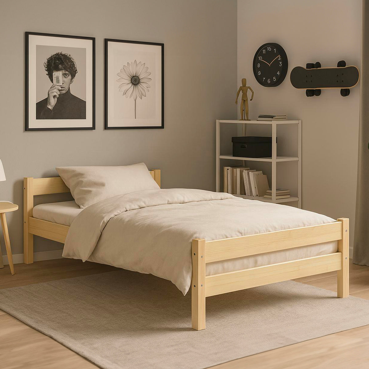 Lit 90x200 sommier inclus Kocot Kids Axel Bois