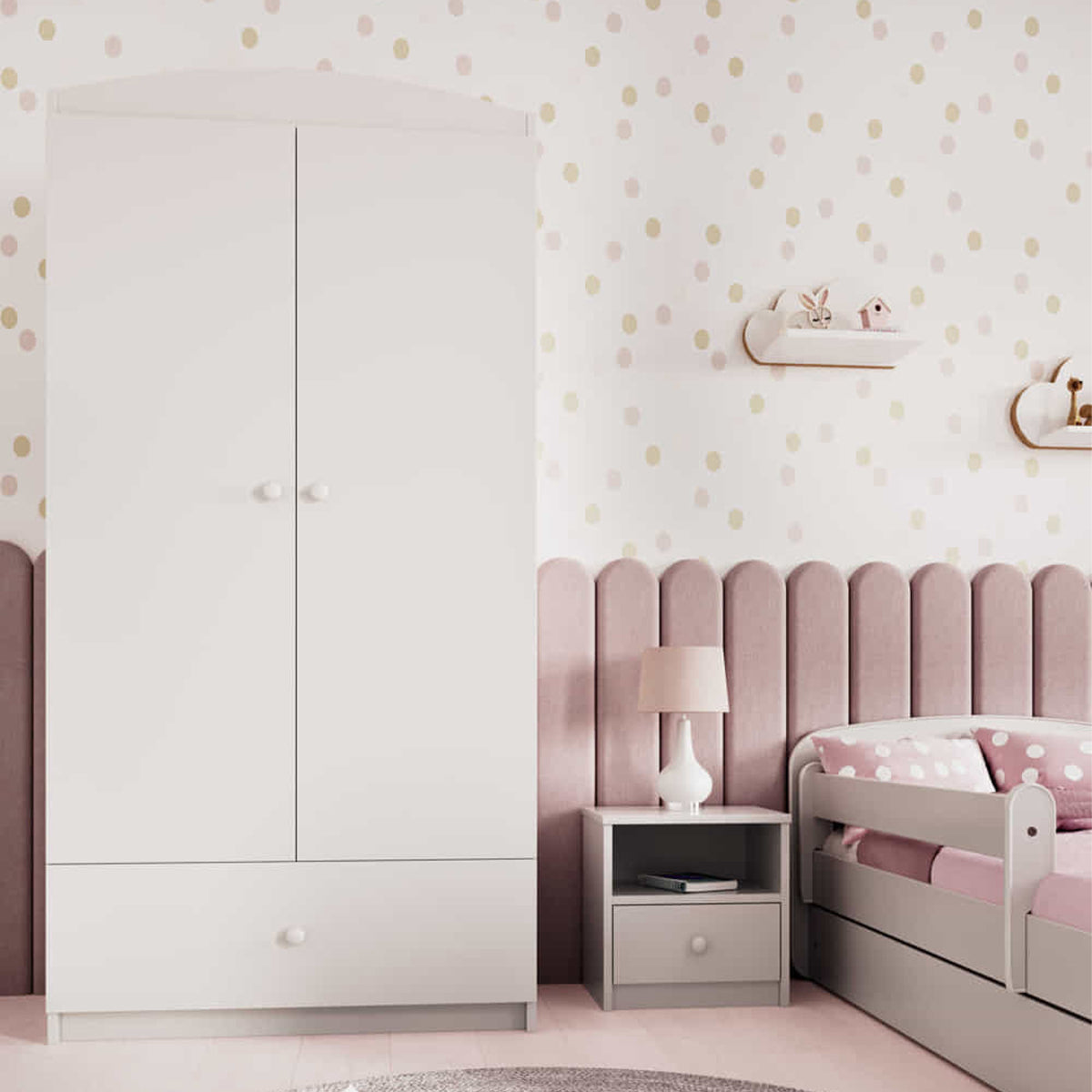 Armoire 2 portes 1 tiroir Kocot Kids Babydream - Blanc