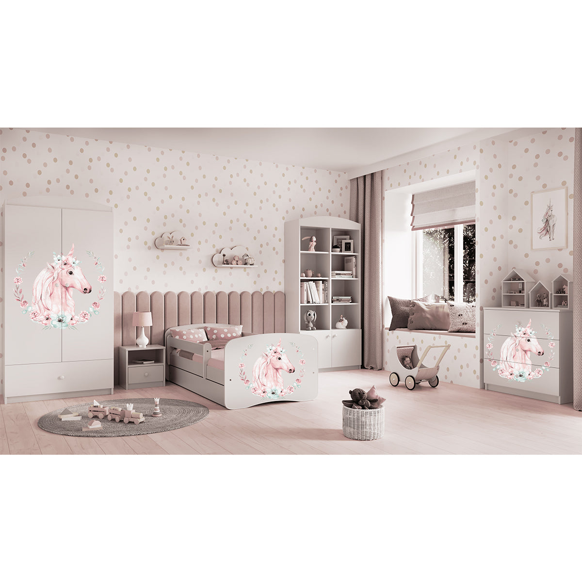 Lit 80x180 sommier et tiroir inclus Kocot Kids Babydream Licorne - Blanc - vue 5