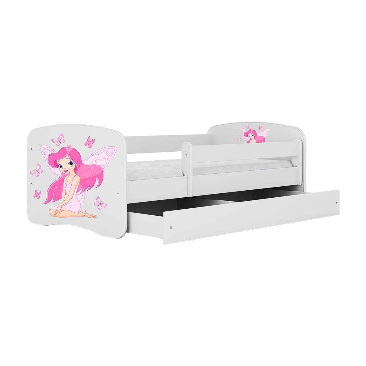 Lit 80x160 sommier et tiroir inclus  Kocot Kids Babydream La fée aux papillons - Blanc - vue 4