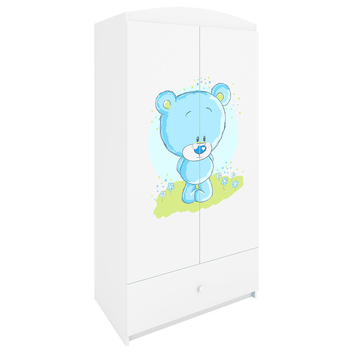 Armoire 2 portes 1 tiroir Kocot Kids Babydream Ourson bleu - Blanc - vue 2