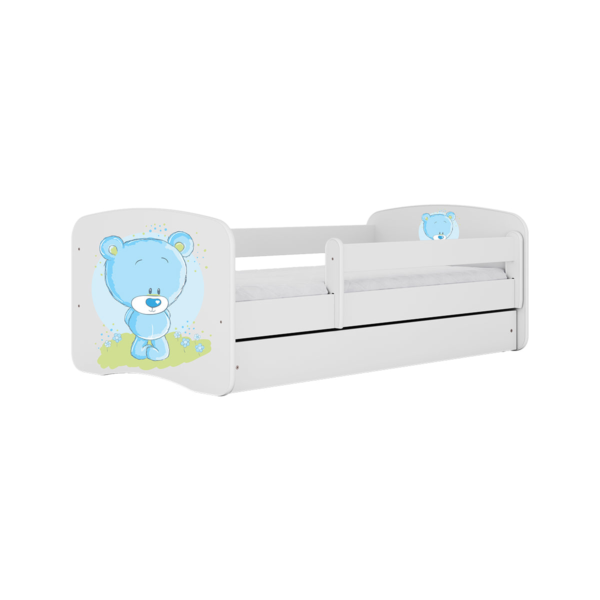 Lit 80x160 sommier et tiroir inclus Kocot Kids Babydream Ourson bleu - Blanc - vue 2