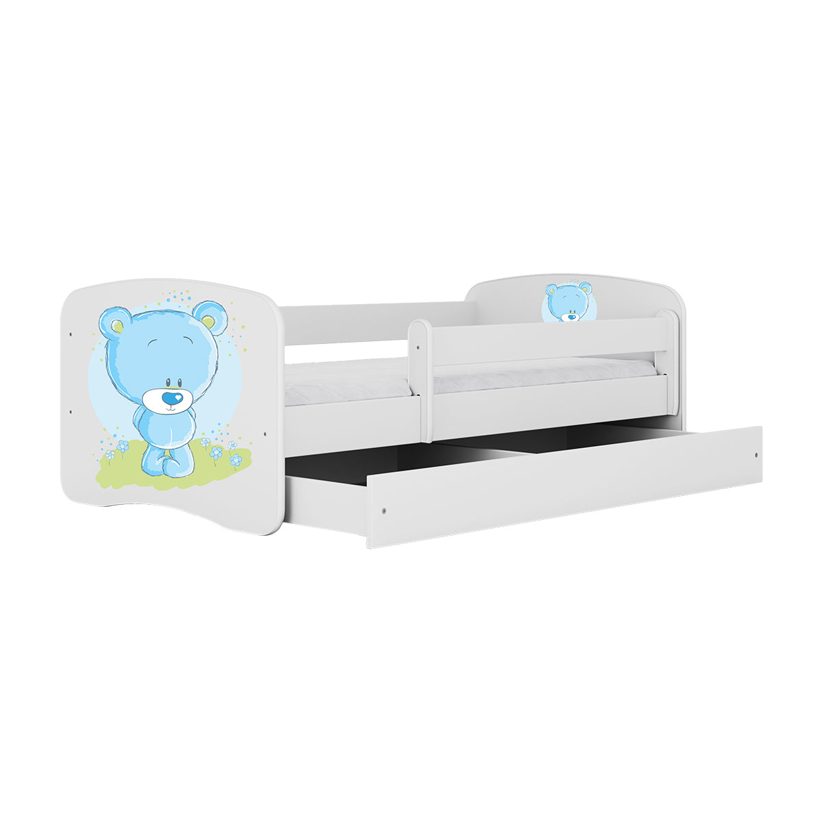 Lit 80x160 sommier et tiroir inclus Kocot Kids Babydream Ourson bleu - Blanc - vue 4