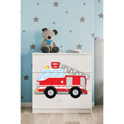 Commode 3 tiroirs Kocot Kids Babydream Pompier - Blanc