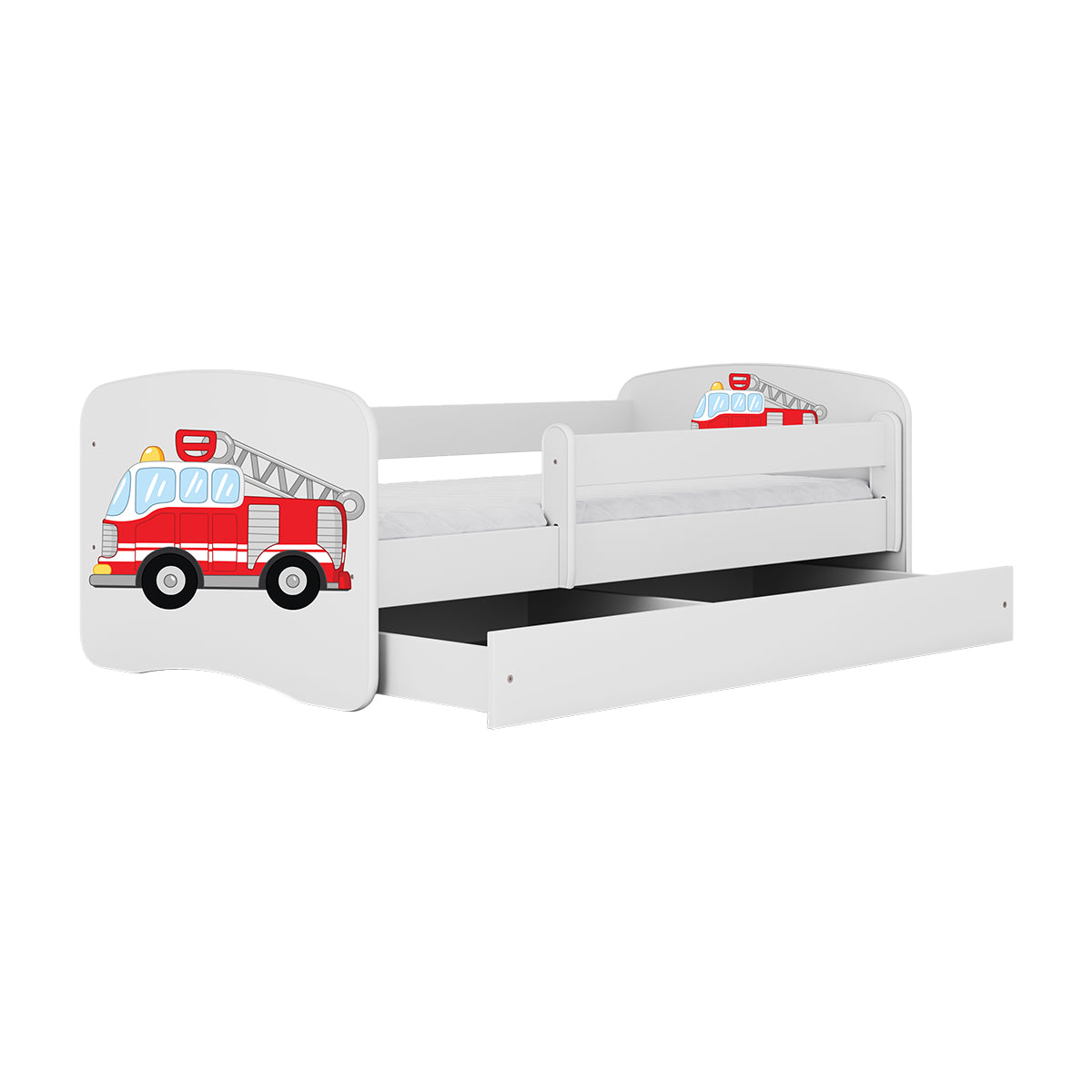 Lit 80x180 sommier et tiroir inclus Kocot Kids Babydream Pompier - Blanc - vue 4