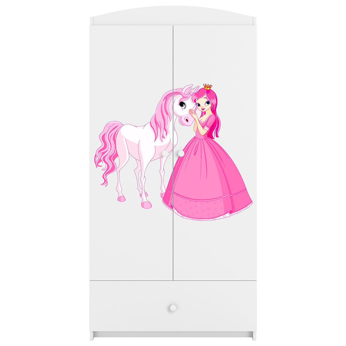 Armoire 2 portes 1 tiroir Kocot Kids Babydream La princesse et le cheval - Blanc - vue 4