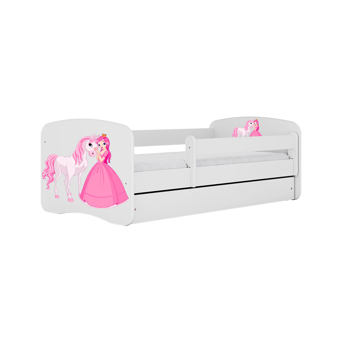 Lit 80x160 sommier et tiroir inclus  Kocot Kids Babydream La princesse et le cheval - Blanc - vue 2