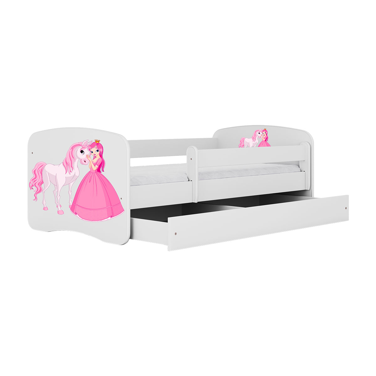Lit 80x160 sommier et tiroir inclus  Kocot Kids Babydream La princesse et le cheval - Blanc - vue 4
