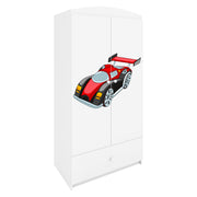 Armoire 2 portes 1 tiroir Kocot Kids Babydream Voiture de course - Blanc - vue 2