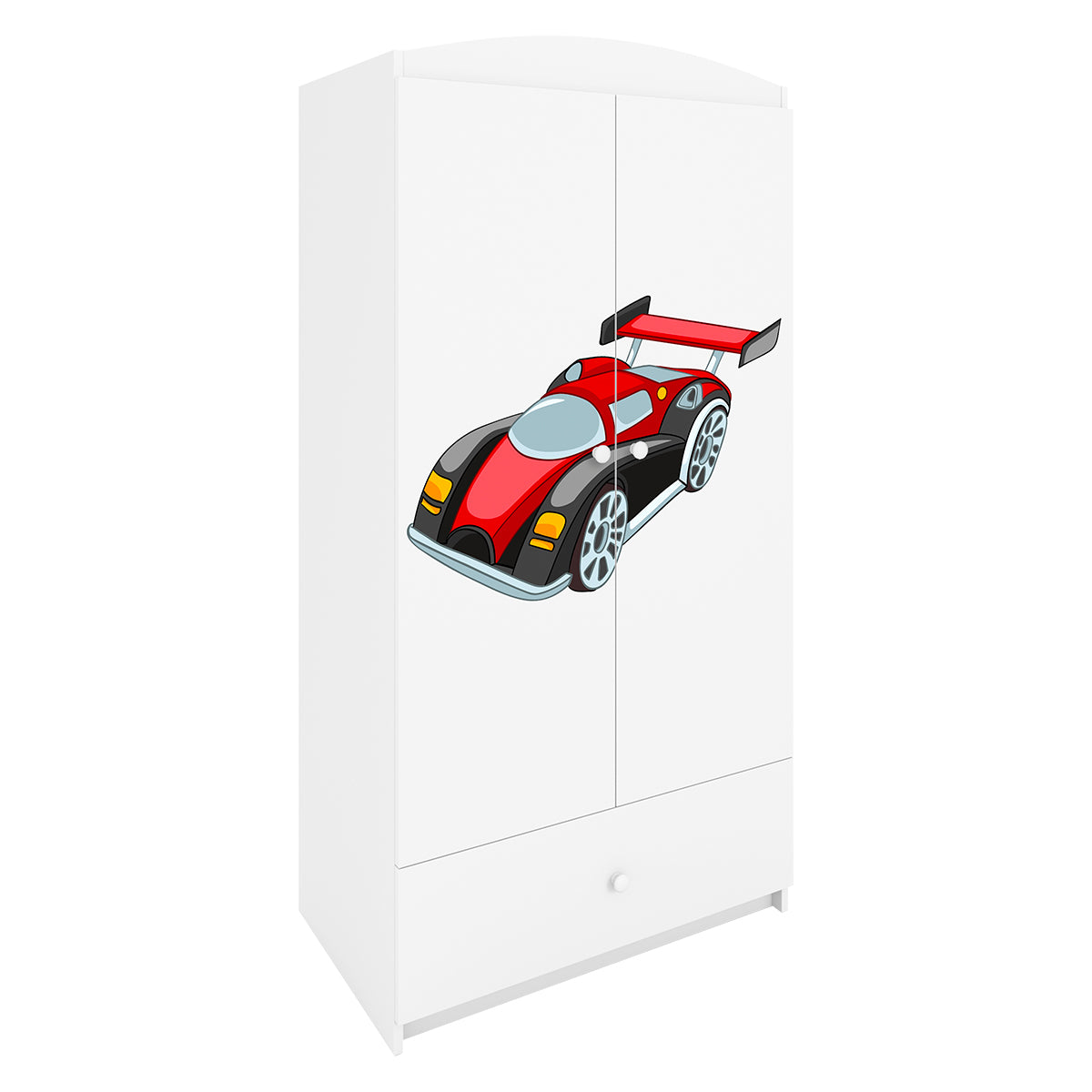 Armoire 2 portes 1 tiroir Kocot Kids Babydream Voiture de course - Blanc - vue 2