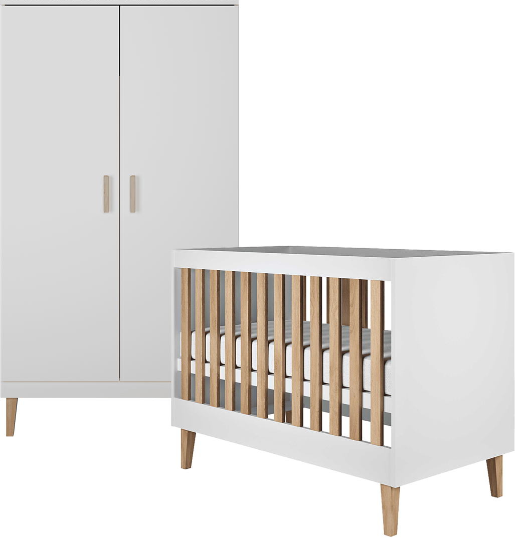 Lit bébé 60x120 et armoire Kocot Kids Kubi - Blanc