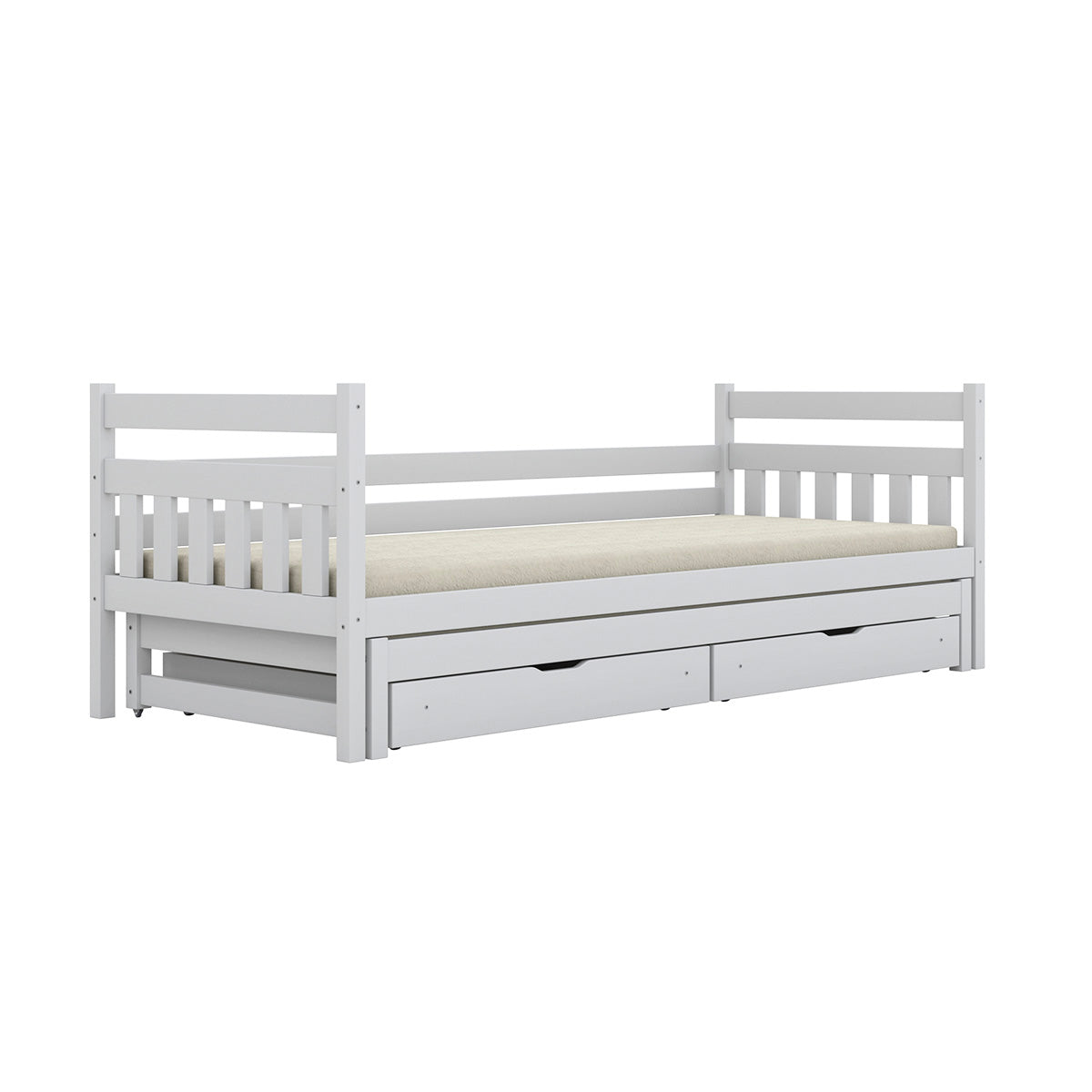 Lit gigogne 90x200 sommiers et tiroirs inclus David Blanc - vue 2