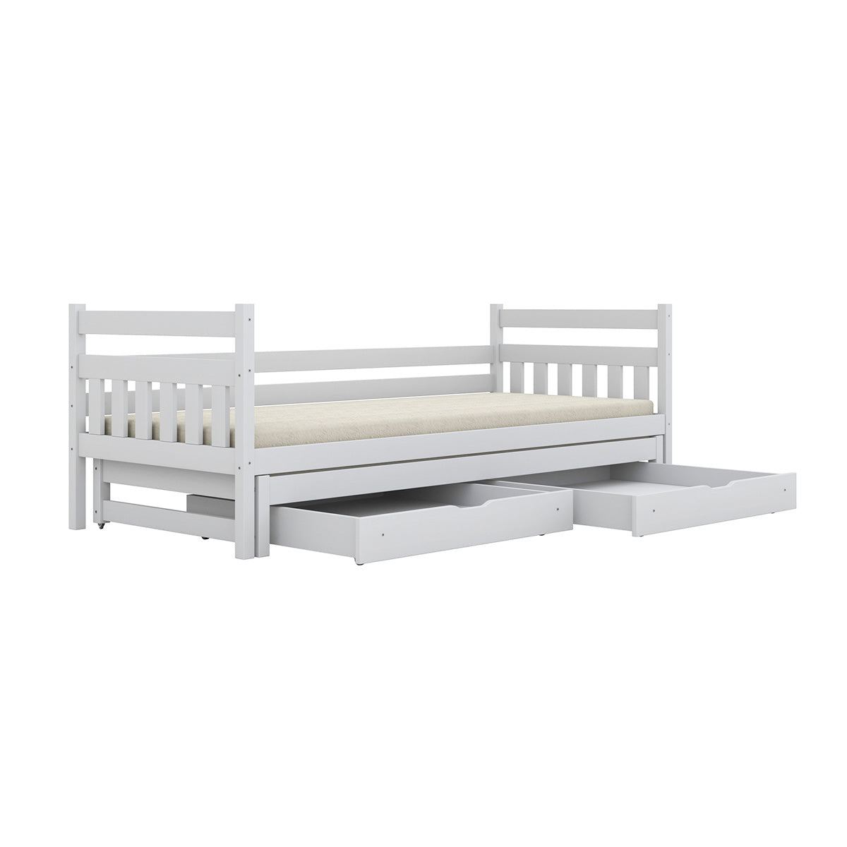 Lit gigogne 90x200 sommiers et tiroirs inclus David Blanc - vue 4