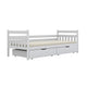 Lit 90x200 sommier et tiroirs inclus David Blanc