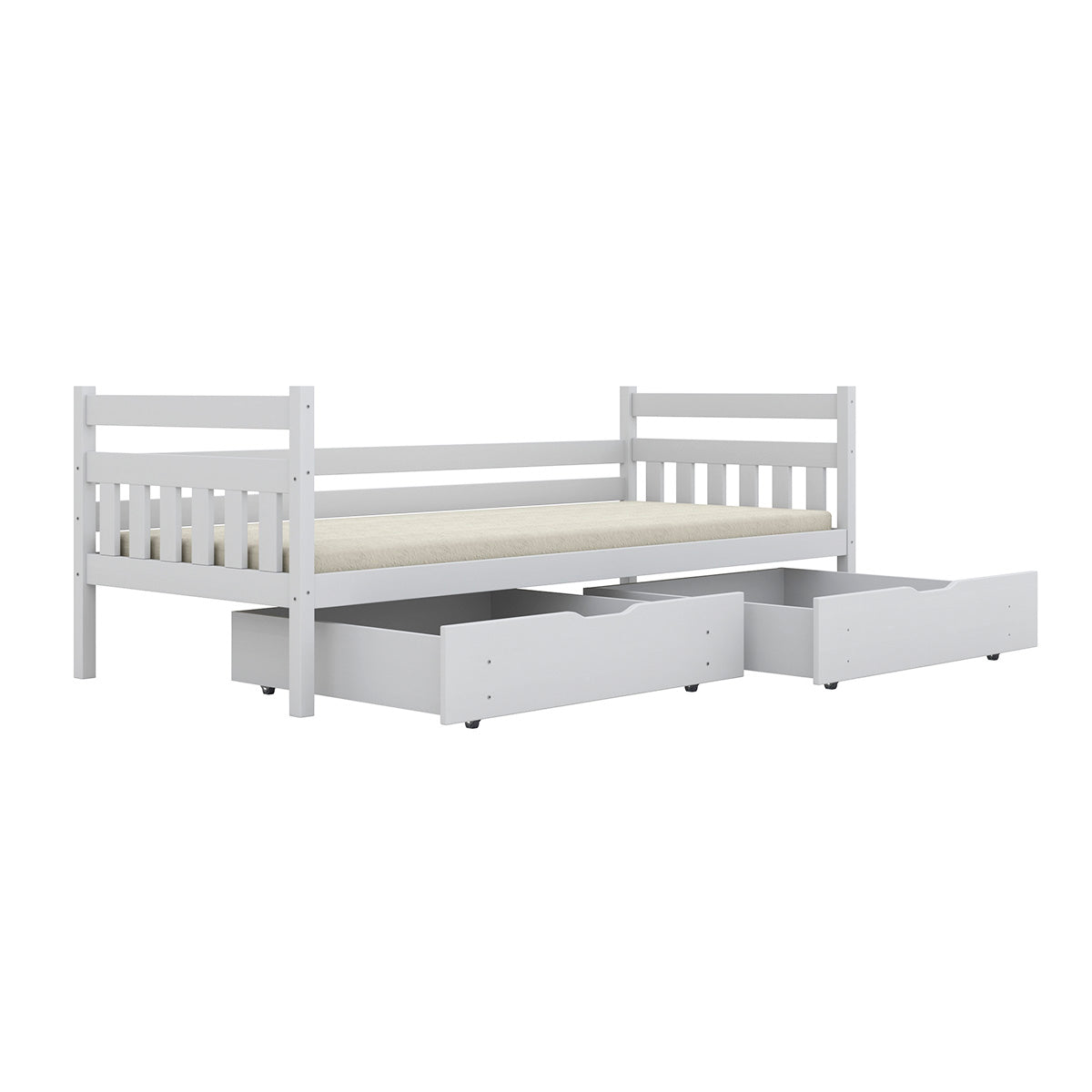 Lit 90x200 sommier et tiroirs inclus David Blanc - vue 4