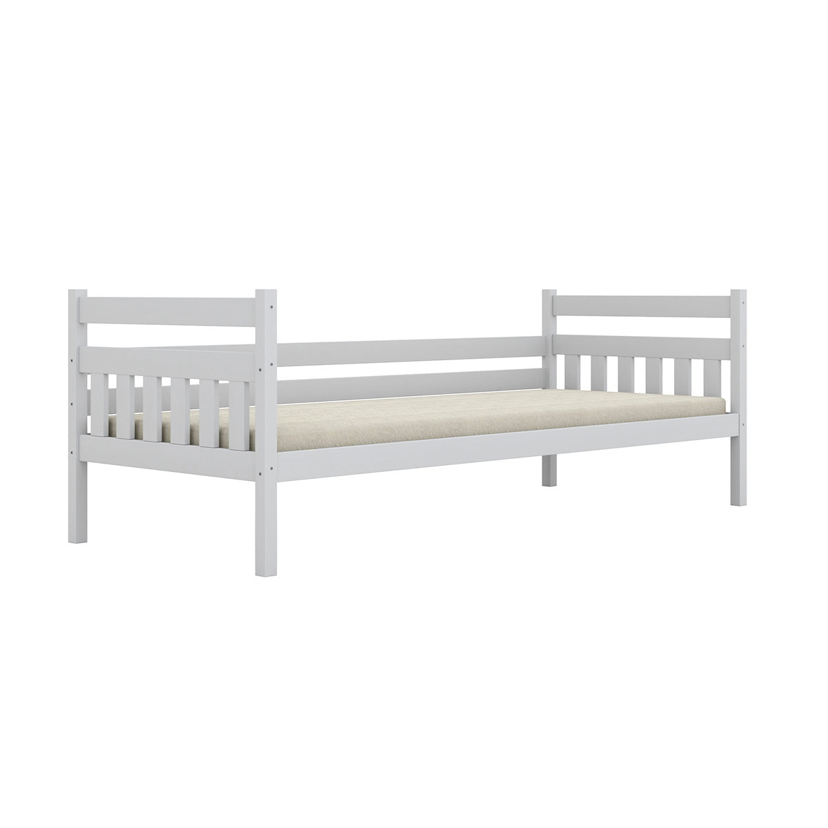 Lit 90x200 sommier et tiroirs inclus David Blanc - vue 3