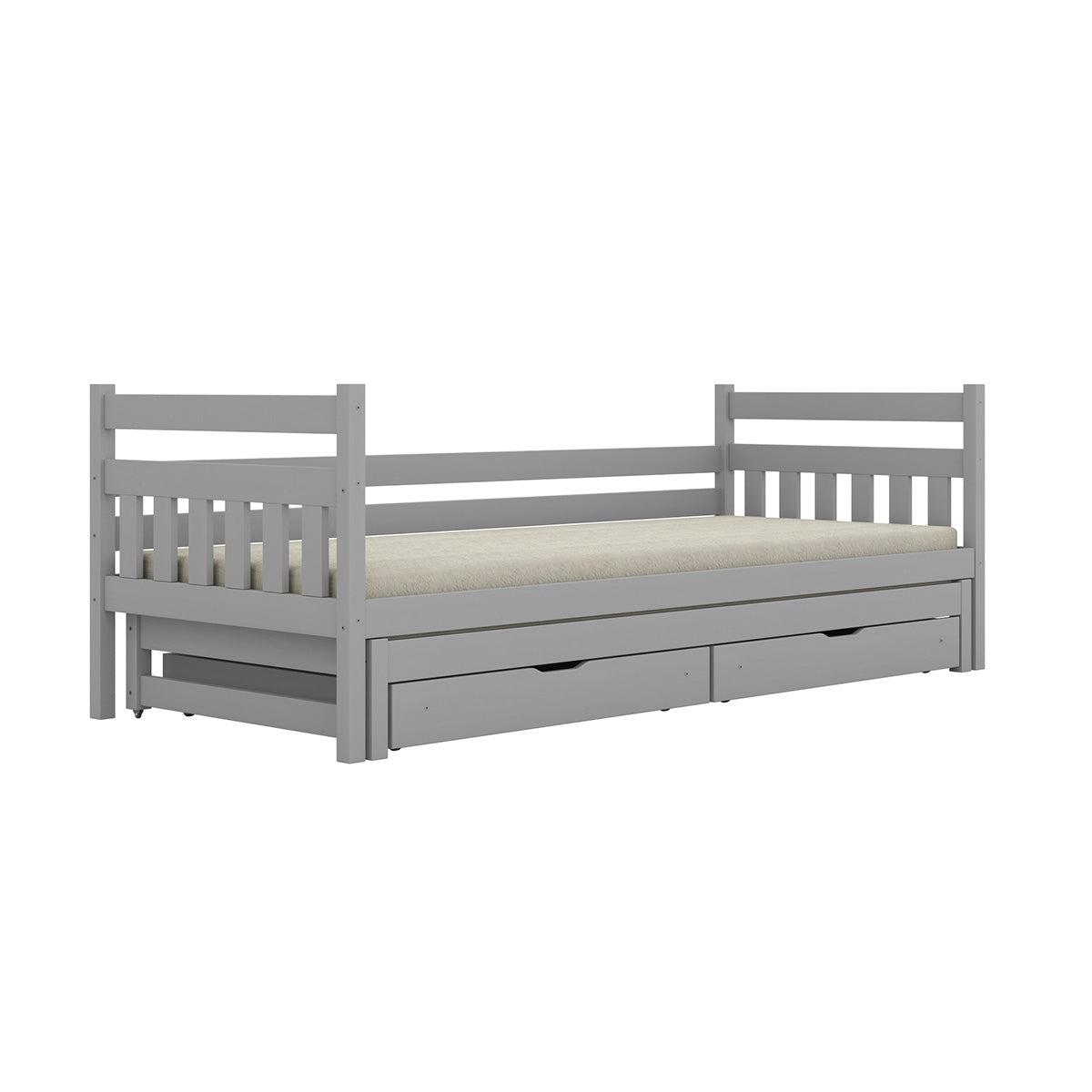 Lit gigogne 90x200 sommiers et tiroirs inclus David Gris - vue 2