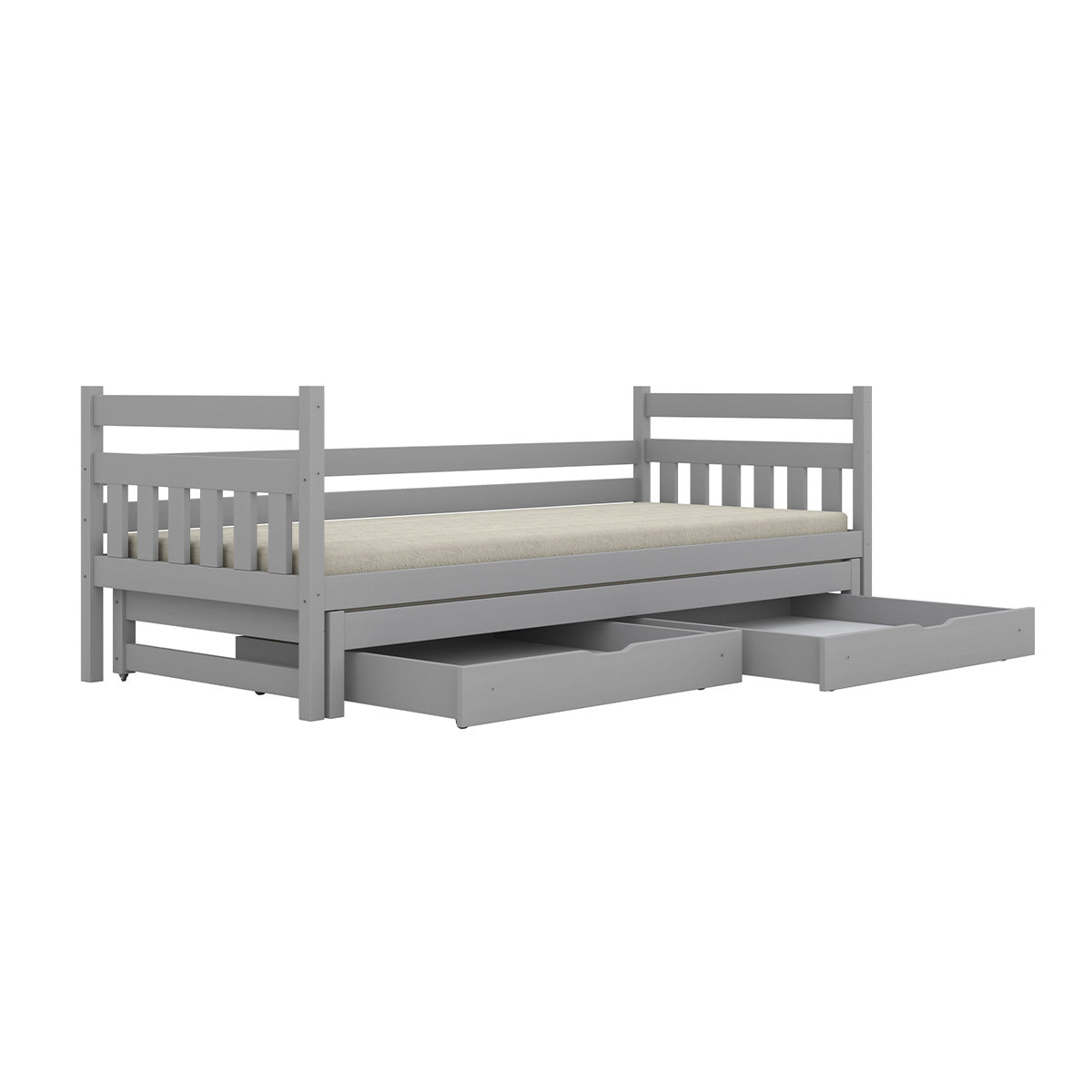 Lit gigogne 90x200 sommiers et tiroirs inclus David Gris - vue 4
