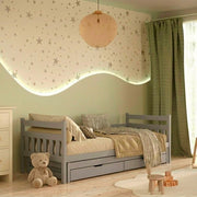 Lit gigogne 90x200 sommiers et tiroirs inclus David Gris