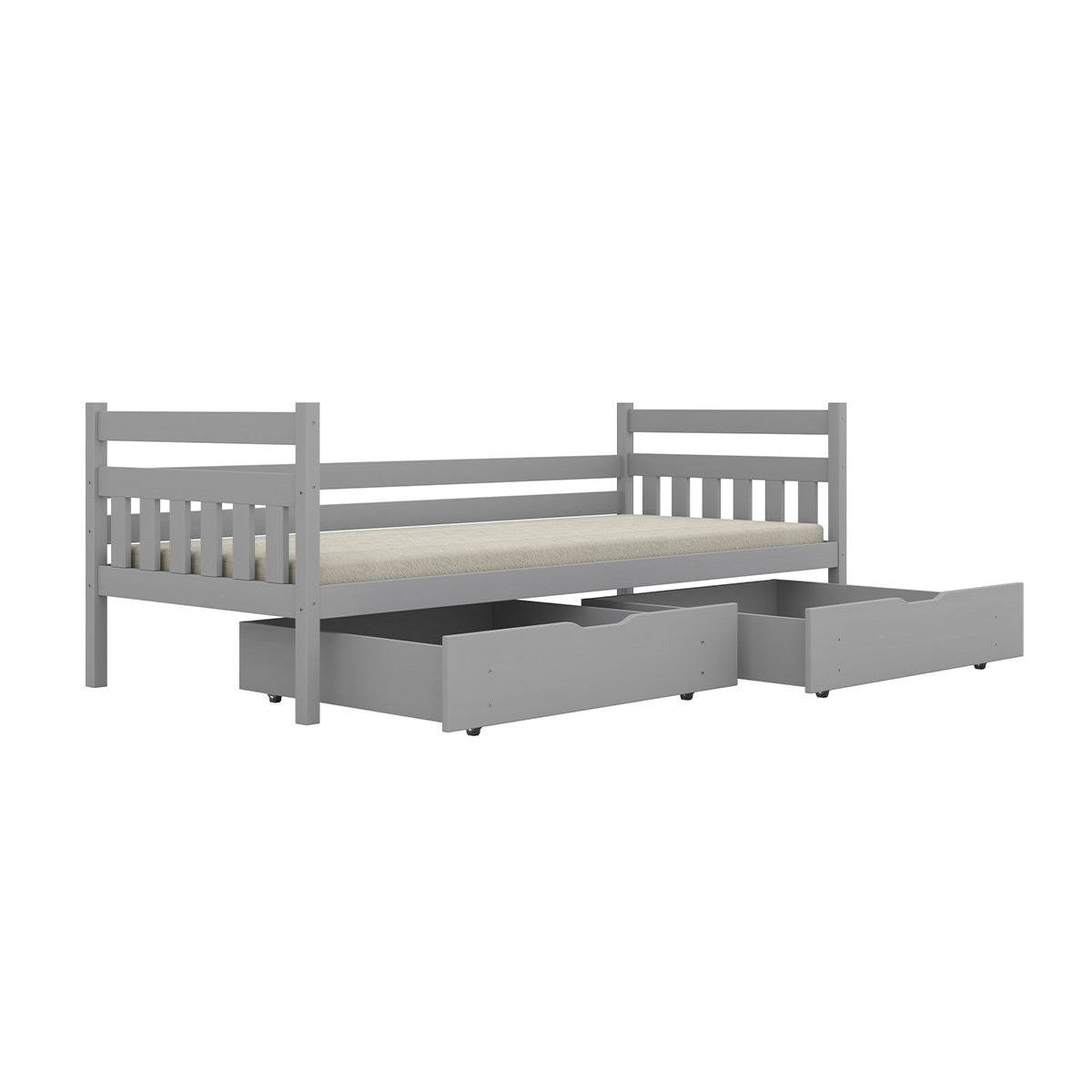Lit 90x200 sommier et tiroirs inclus David Gris - vue 4