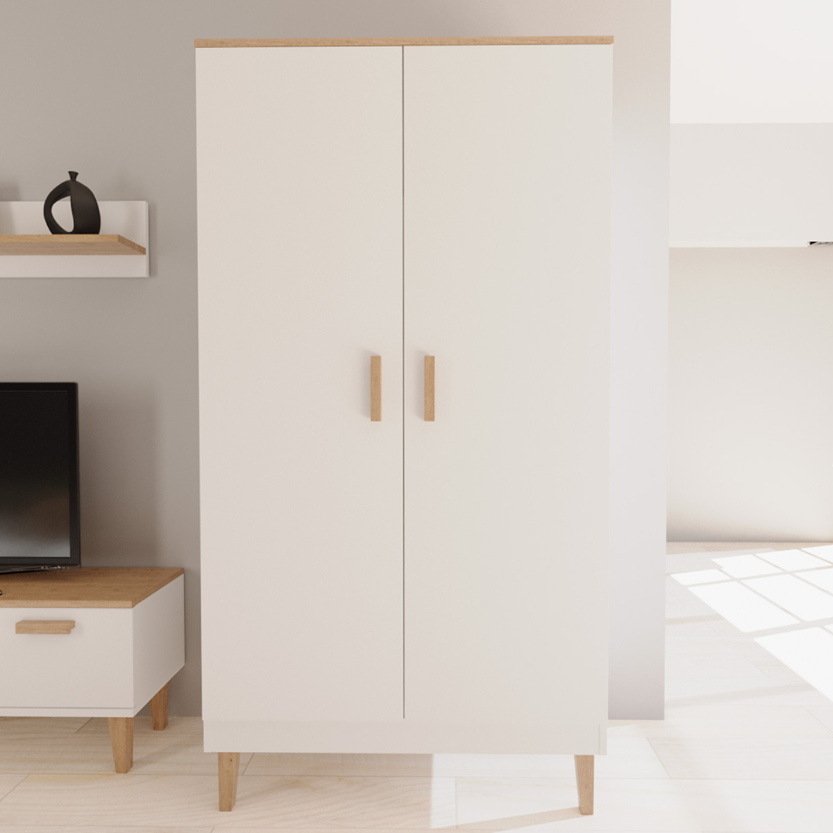 Armoire 2 portes Denver - Blanc - vue 5