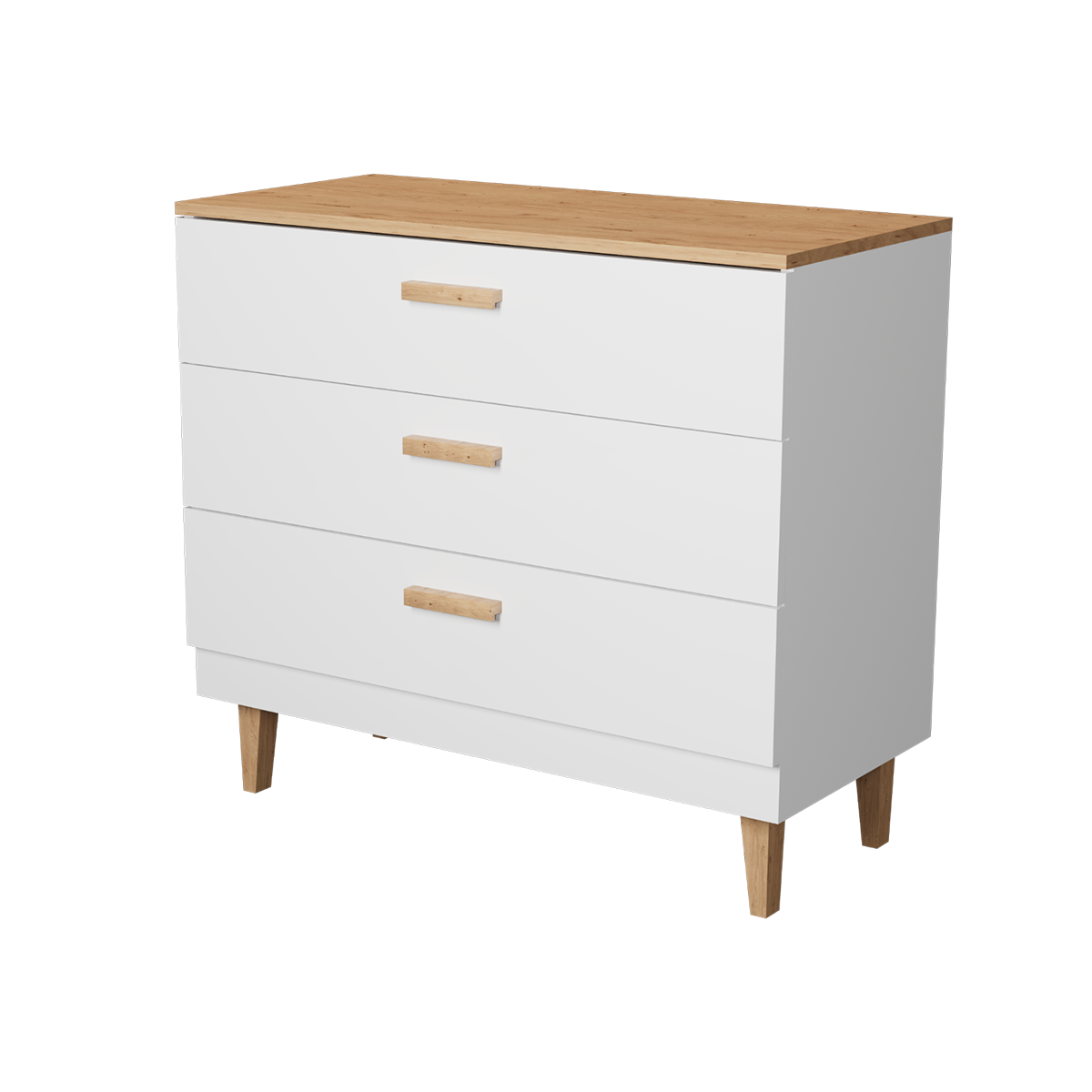 Commode 3 tiroirs Denver - Blanc - vue 3