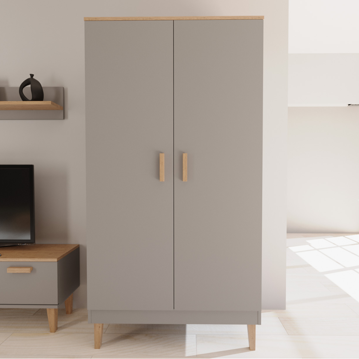 Armoire 2 portes Denver - Gris - vue 5