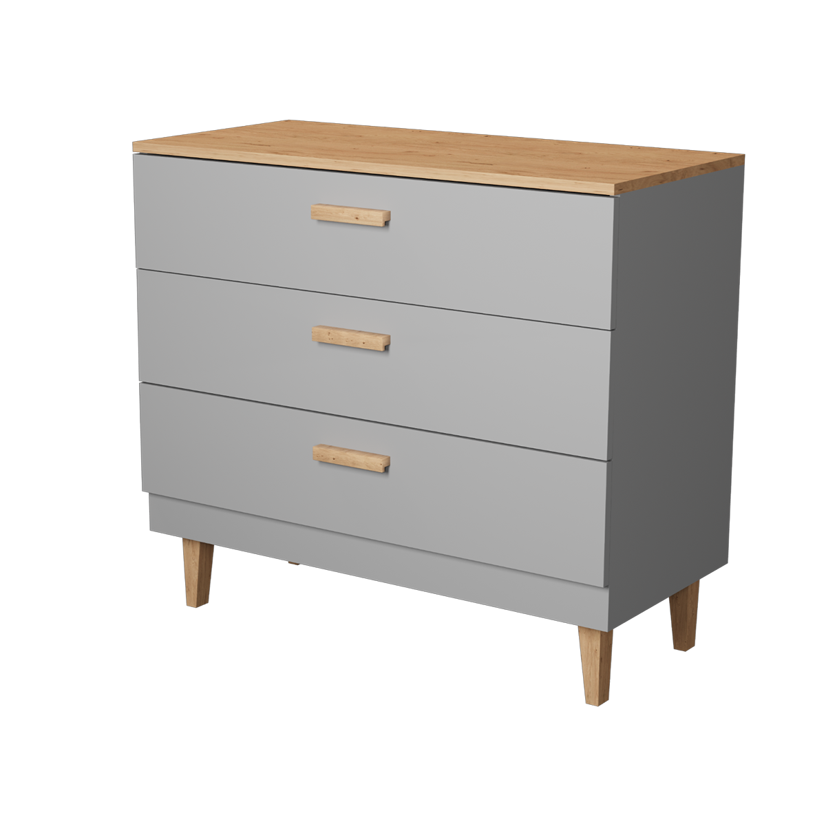 Commode 3 tiroirs Denver - Gris - vue 4
