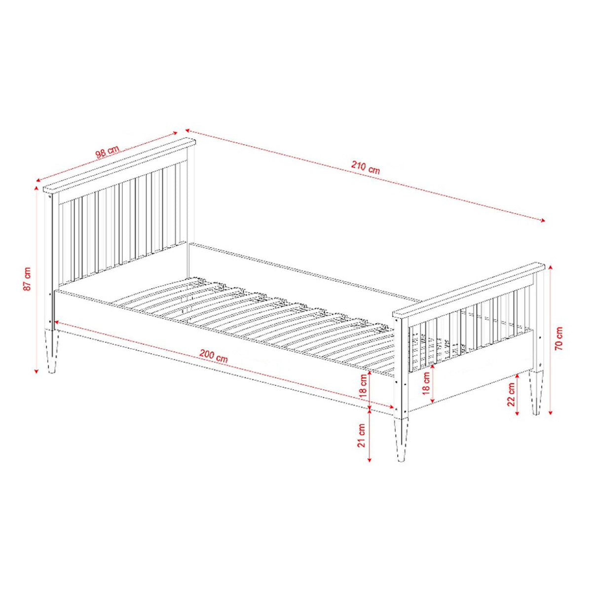 Lit 90x200 sommier inclus Emilia Bois - vue 6