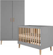 Lit bébé 60x120 et armoire Kocot Kids Kubi - Gris