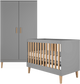 Lit bébé 60x120 et armoire Kocot Kids Kubi - Gris