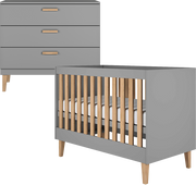 Lit bébé 60x120 et commode Kocot Kids Kubi - Gris