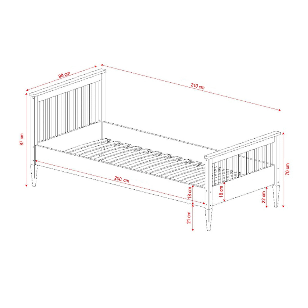 Lit 90x200 sommier inclus Ignas Blanc - vue 6