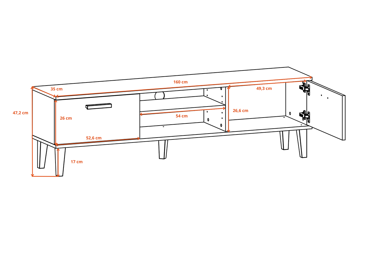 Meuble TV 160 cm Denver - Gris - vue 5