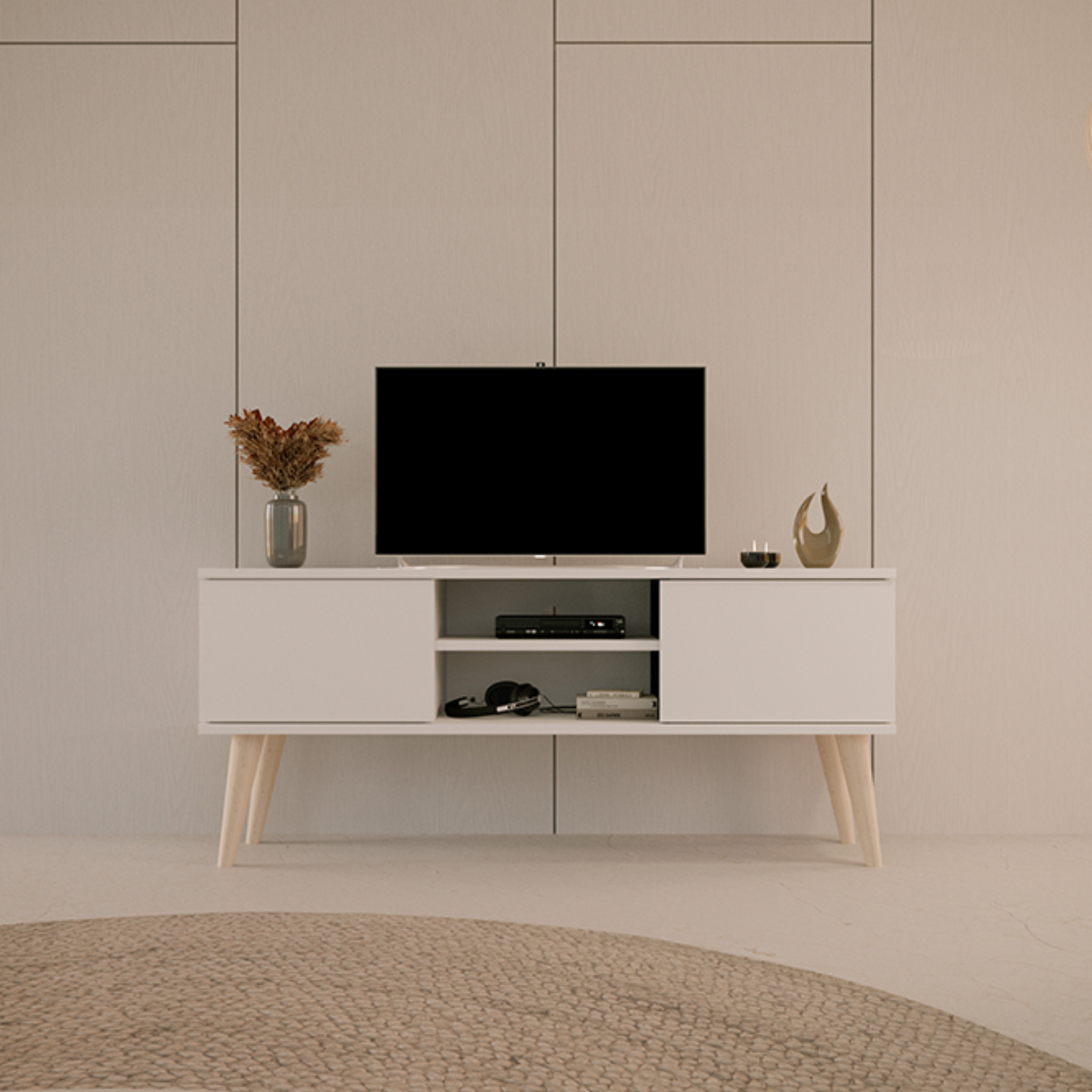 Meuble TV 120 cm Toronto - Blanc - vue 5