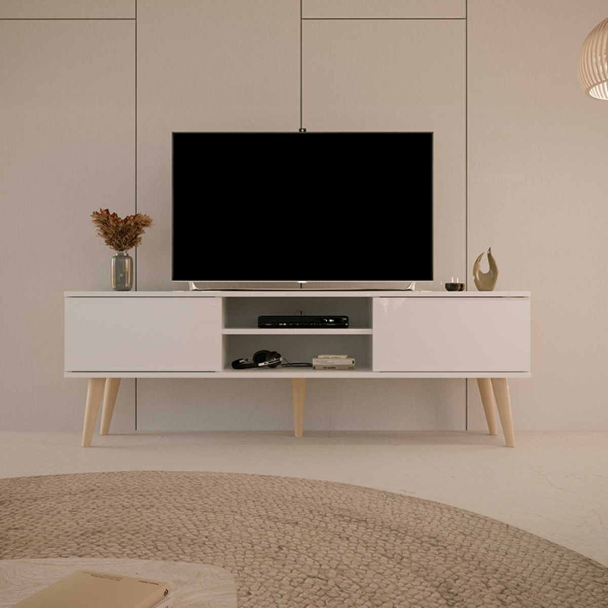 Meuble TV 160 cm Toronto - Blanc - vue 5