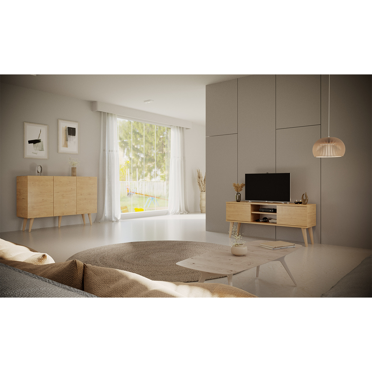 Meuble TV 120 cm Toronto - Bois - vue 6