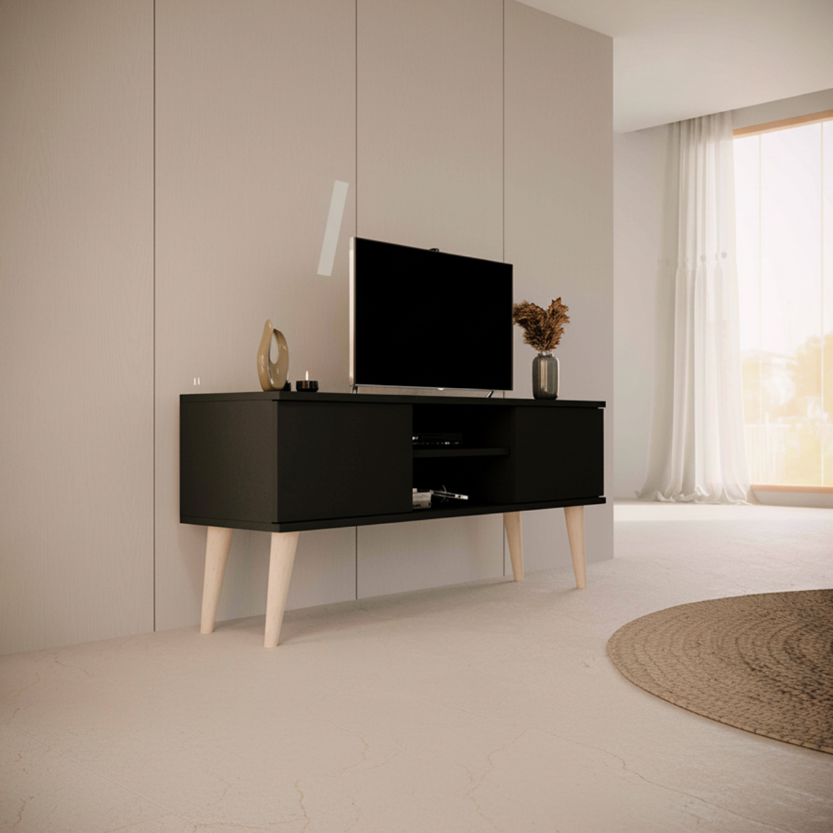 Meuble TV 120 cm Toronto - Noir - vue 5